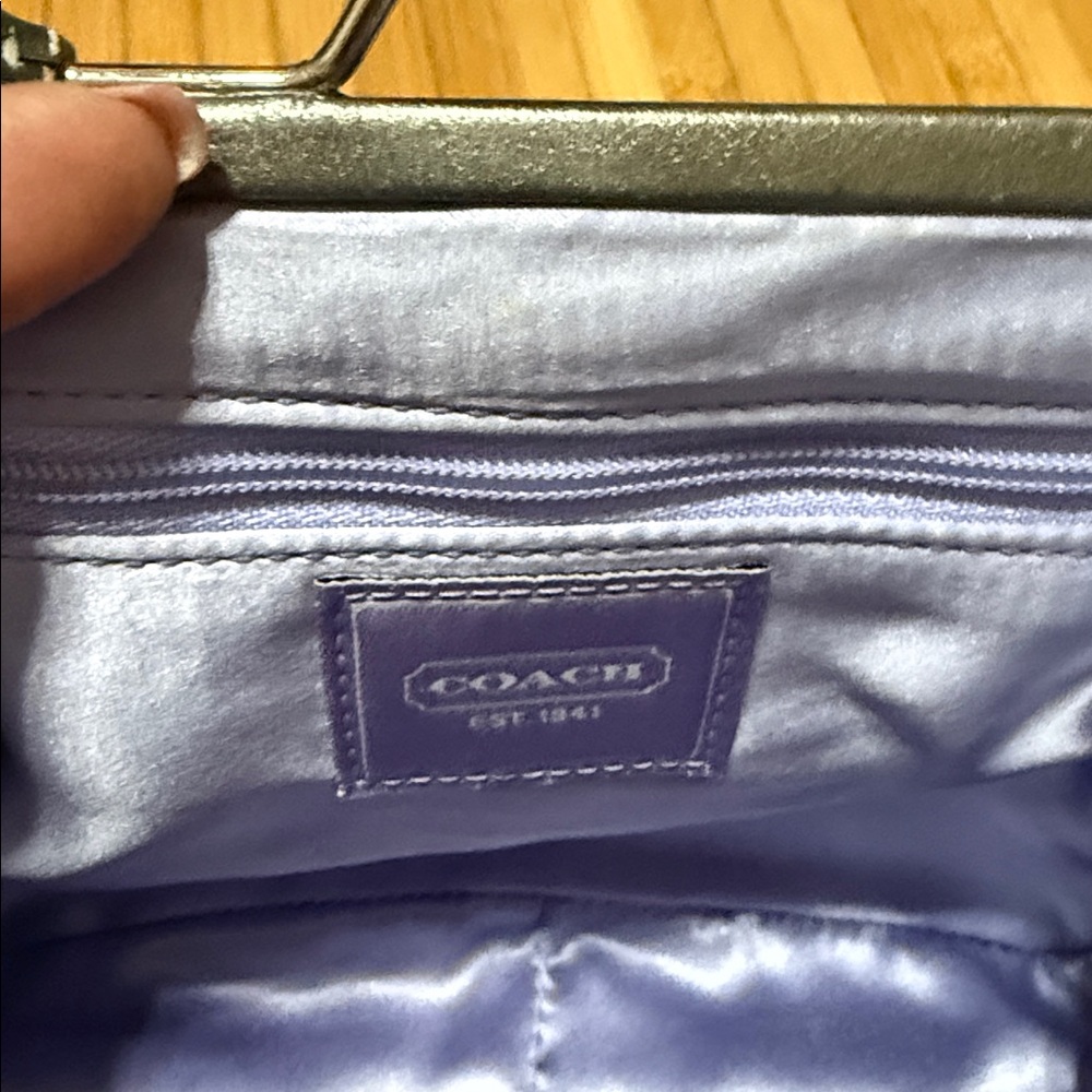 Coach Vintage Parker Silver Satin And Gray Leather Handbag - Picture 11 of 12